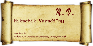 Mikschik Varsány névjegykártya